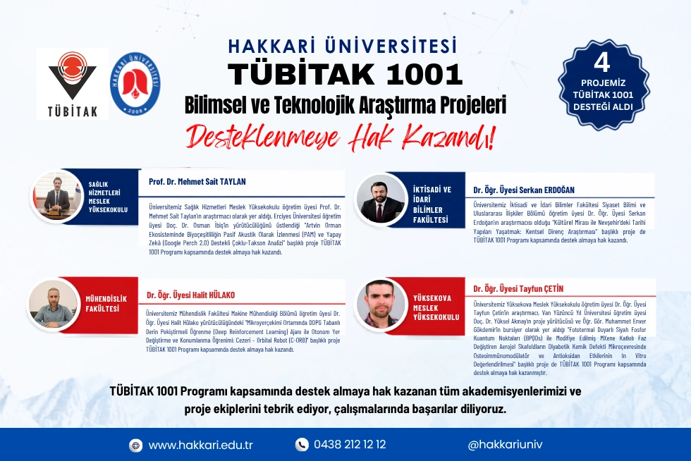 Üniversitemiz Akademisyenlerinden TÜBİTAK 1001 Programında Önemli Başarı