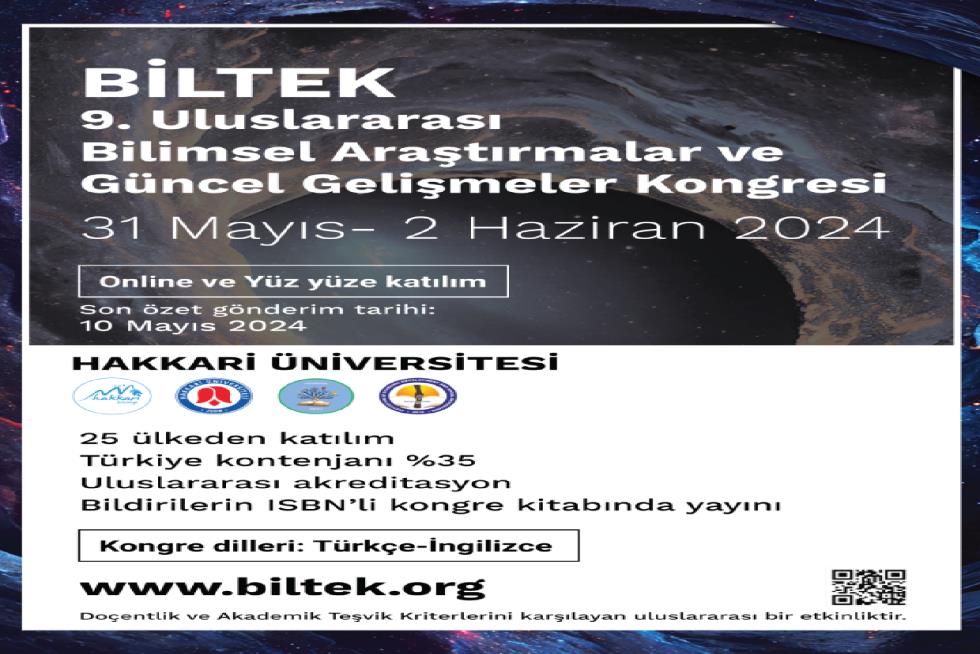 9. Uluslararası Bilimsel Araştırmalar ve Güncel Gelişmeler Kongresi