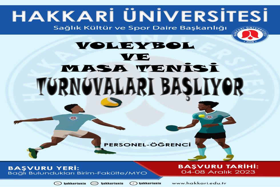 Voleybol ve Masa Tenisi Turnuvaları Başlıyor