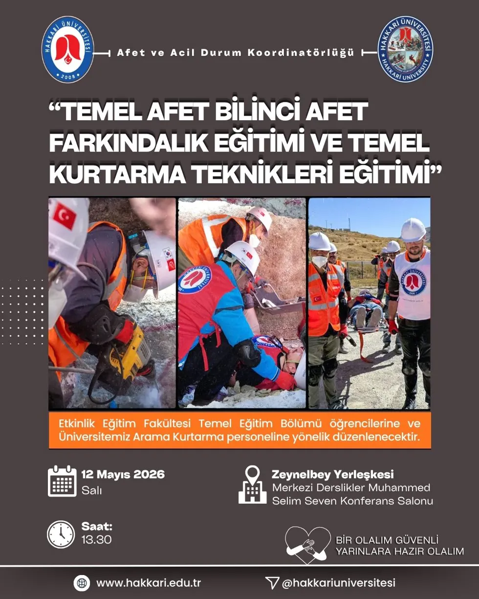 Temel Afet Bilinci, Afet Farkındalık Eğitimi ve Temel Kurtarma Teknikleri Eğitimi