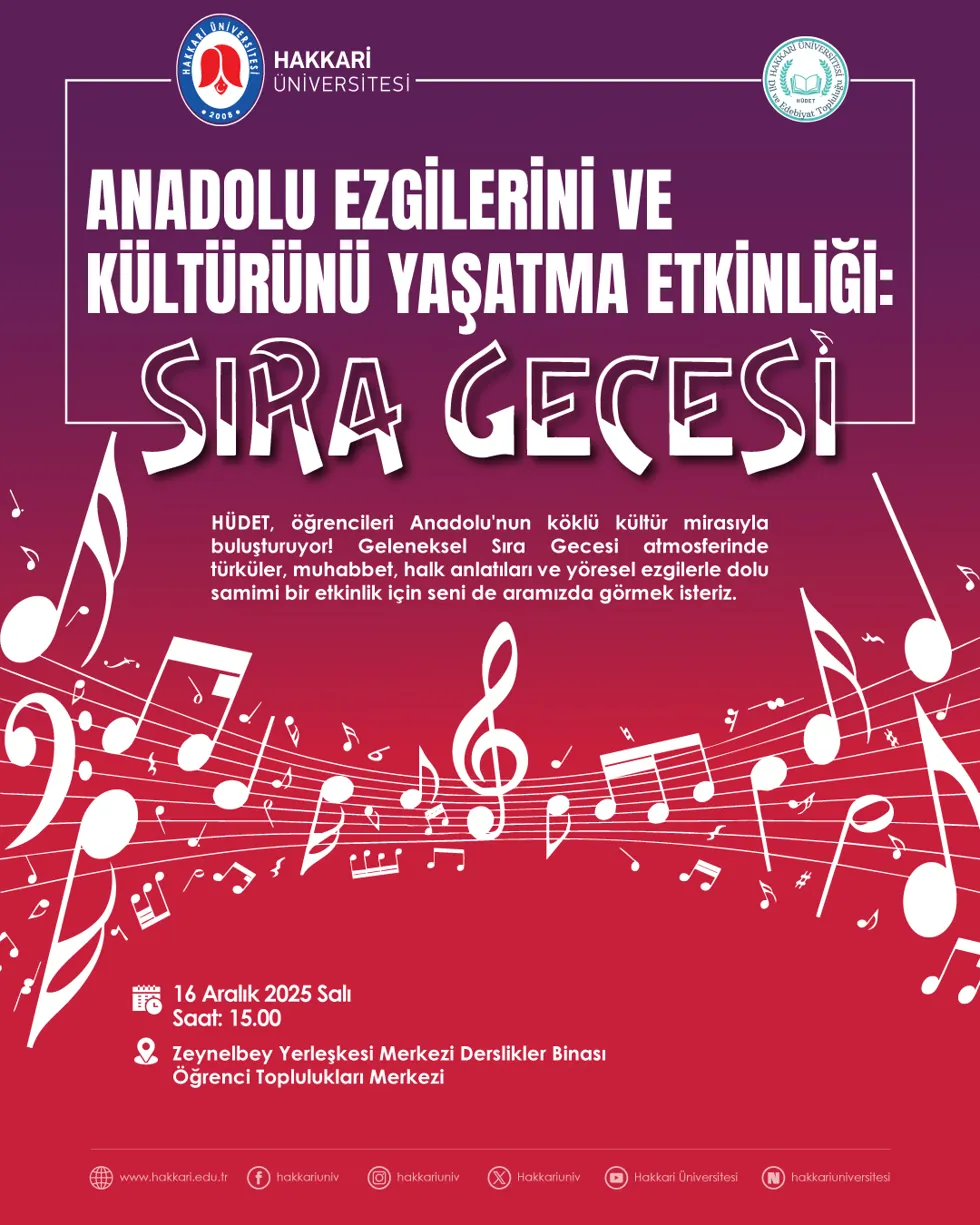 Anadolu Ezgilerini ve Kültürünü Yaşatma Etkinliği: Sıra Gecesi